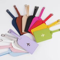 【DT】 hot  13 Colors PU Hot Stamping Plane Luggage Tag Label Bag Lover Couples Handbag Portable Travel Accessories Name ID Address Tags