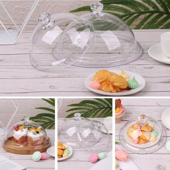 dessert-storage-tray-creative-acrylic-round-dish-dust-proof-food-cover-fruit-display-holder-food-cover-cake-bread-plate