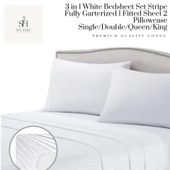 QUEEN SIZE 3in1 Bedsheet us cotton makapal bedding set inclution  1fittedsheet 2pillowcase