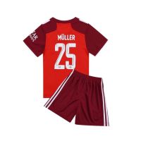 Hot Newest Top-quality New arrival 2022 2023 Newest shot goods Most popular 22/23 Top quality Ready Stock High quality 2022 Summer Bayern No.25 Muller Jersey Top Shorts One Set Kids Boys Girls Soccer Clothes Kits