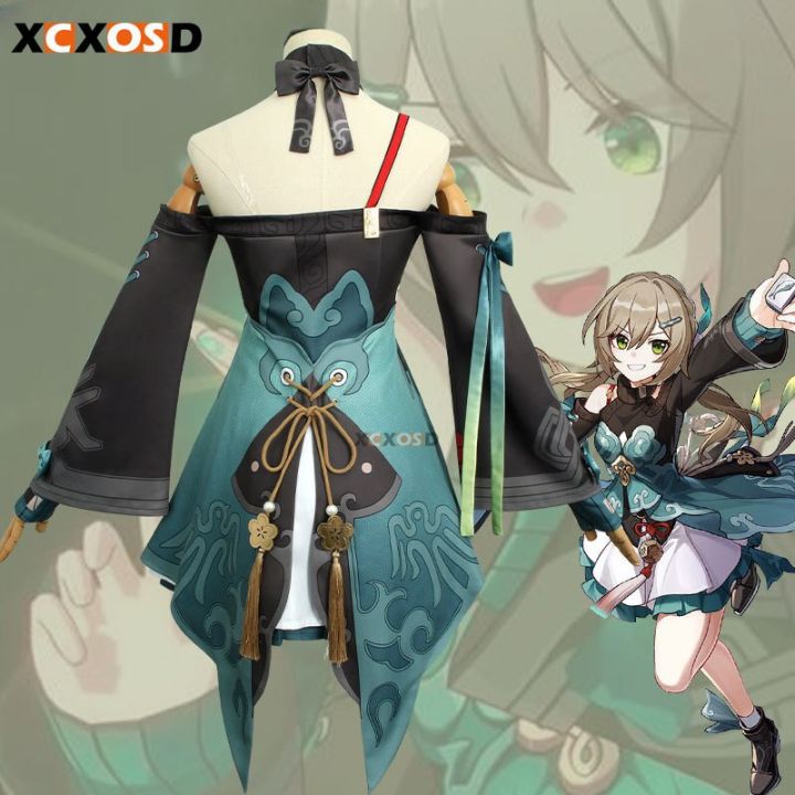 xcxosd-honkai-star-rail-qingque-cosplay-costumes-new-suit-wig-anime-game-roleplay-outfits-qing-que-dress