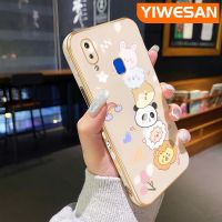 YIWESAN เคสสำหรับ Vivo Y91เคส Y95 Y91i ลายการ์ตูนแพนด้าสัตว์กันกระแทกเคสโทรศัพท์ขอบด้านข้างสี่เหลี่ยมลายเคลือบผิวด้านนอกเป็นเคสป้องกันกล้องเคสนิ่ม