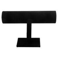 T-shaped velvet display unit for bracelets and watches Black