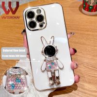 VWTEROKAI เคสมือจับสำหรับโทรศัพท์มือถือแฟชั่นน่ารัก3D ลูกกวาดพื้นที่กระต่ายสำหรับ OPPO Realme 8 8i 8 Pro Realme 9 9i 9 Pro Narzo 50i 50A Narzo 50i Narzo ที่ดี50A ป้องกันกล้องชุบทองกรอบหลังซิลิโคนนิ่ม