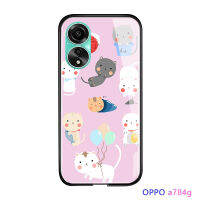 เคสโทรศัพท์พร้อมสำหรับ Vivo Y27 5G A78 OPPO 4G เคสเคสโทรศัพท์มันวาวลายคิตตี้สุดหรูน่ารักสำหรับเด็กผู้หญิงฝาหลังกระจกเทมเปอร์กันกระแทก