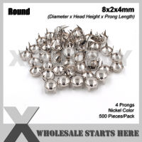 Punk DIY Metal Round Dome Stud 8mm in Silver Nickel with 4 Prong Claws for Leather CraftBagShoeClothingJacket