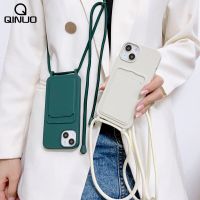 [2023] Crossbody กระเป๋าสตางค์ใส่บัตรเคสโทรศัพท์สายคาดที่คล้องสำหรับ iPhone 14 13 12 11 Pro Max X XR XS Max 7 8 Plus เชือกคอปกอ่อน