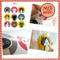 MUIMISC - สติ๊กเกอร์กลมหน้าแมว Cat Illust Sticker สติ้กเกอร์กันน้ำ ลอกออกยาก ใช้ติดตกแต่งไดอารี่ แพลนเนอร์ สแครปบุ๊ค การ์ดได้  ติดตกแต่งของใช้