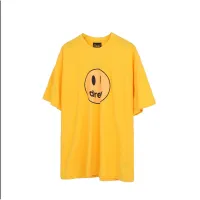 [ส่งของ]drew house classic smiley print pure cotton oversized casual short-sleeved round neck T-shirt for men and women