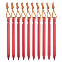 YOUZI 10pcs 18cm Canopy Tent Pegs Aluminum Alloy Outdoor Garden Stakes Ground Nail With Cord For Camping Backpacking Hiking Drawstring Bags