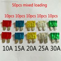 ✿❧◘ 50Pcs hybrid medium-sized fuse car insurance film 12V/24V general insurance chip car truck special 10A/15A/20A/25A/30A