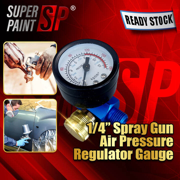 1/4" Spray Gun Air Pressure Regulator Gauge and Diaphragm Control
