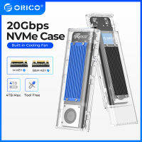 M2 ORICO เคส SSD NVME SSD Enclosure Tool ฟรี20Gbps 2 In 1 Type C กับ Usba/ USB C กล่องใส่ฮาร์ดดิสก์ใสรองรับ UASP Trim พัดลมทำความเย็น