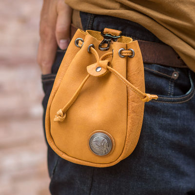 SIMLINE 100 Genuine Leather Belt Waist Bag Pack For Men Male Vintage Handmade Small Mobile Phone Case Cellphone Holder Pouch