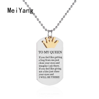 MeiYang แฟชั่นสแตนเลส TO MY QUEEN TO MY KING Lettering Tag สร้อยคอจี้มงกุฎโรแมนติกจี้สร้อยคอคู่