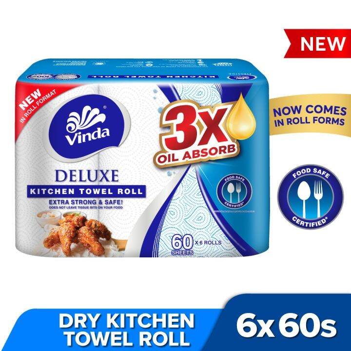Vinda Deluxe Kitchen Towel Roll (6 x 60's) Lazada