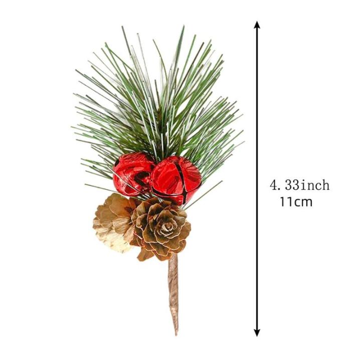 10pcs-faux-pine-เข็ม-fake-plant-stem-สำหรับ-xmas-ประดิษฐ์-pine-pick-สมจริง-pine-เข็มคริสต์มาส-pine-cone-bell-pine-cone