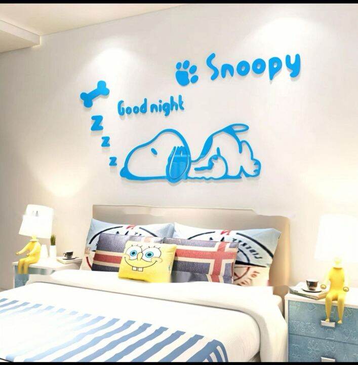 การ์ตูนsnoopy-puppyเด็กห้อง3dสติ๊กเกอร์ติดผนังห้องนอนเตียงสติ๊กเกอร์ตกแต่ง80-41ซม