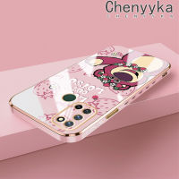 เคส Chenyyka สำหรับ Realme 7i เคส C17ลายการ์ตูนรูปหมีสตรอเบอร์รี่เคสซิลิโคนดีไซน์ใหม่ด้านข้างฝาปิดเลนส์เต็มปกป้องกล้องกล่องกันกระแทก Softcase