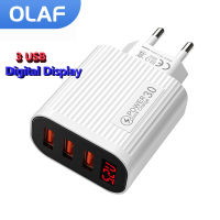 Olaf 3พอร์ต USB Charger พร้อม LED Digital Display Wall Charger Adapter สำหรับ Xiaomi Fast Charging เครื่องชาร์จศัพท์มือถือ