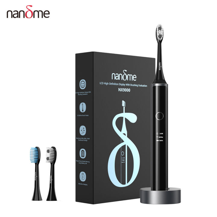 nandme-nx9000แปรงสีฟันไฟฟ้าอัลตราโซนิก-ipx7กันน้ำสมาร์ทจอแสดงผล-lcd-อุปนัยชาร์จลึกทำความสะอาดแปรงฟัน