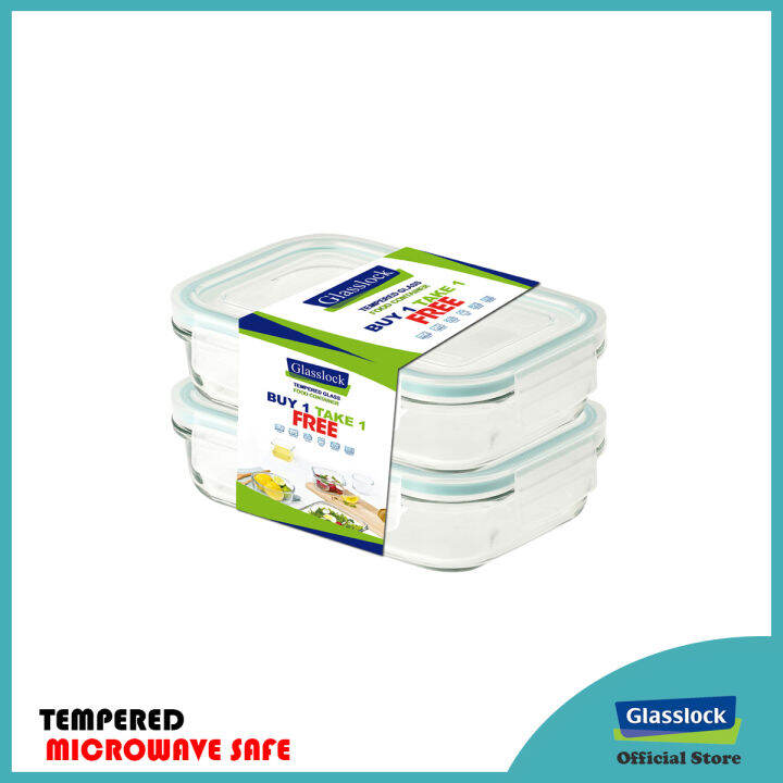Glasslock Rectangle Type Glass Food Container 400ml (Buy 1, Take 1