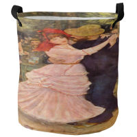 Dancing Girl Hat Man Suit Straw Hat Woods Retro Laundry Basket Toy Storage Basket Foldable Baskets for Organizing