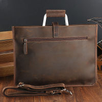 Zipper Briefcase Men Genuine Leather Bag Messenger Office Bags For Men Crazy Horse Leather Laptop Bag 13 Inch Maletines Hombre