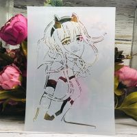 A4 29 ซม.อะนิเมะ Zero 2 Darling ใน FranXX สาว DIY Layering Stencils ภาพวาดสมุดภาพสี Emboss อัลบั้มตกแต่งแม่แบบ-hsdgsda