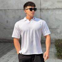 （Ready Stock）? Muscle Spring And Summer New Mens Brothers Sports Leisure Fitness Running Loose Cotton Lapel Embroidered Thick Short-Sleeved T-Shirt YY