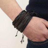 hang qiao shop Bracelets &amp; Bangles Mens Leather Bracelets Jewelry Charm Boyfriend Girlfriend