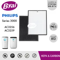 แผ่นกรองอากาศ H13 HEPA รุ่น Philips FY3432 และแผ่นกรองกลิ่น FY3433 สำหรับ เครื่องฟอกอากาศ รุ่น AC3256, AC3259