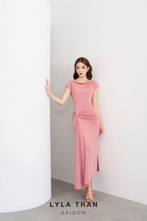 ĐẦM TAY CHỒM DÁNG DÀI ĐI TIỆC SANG TRỌNG XANH/HỒNG (TULIP DRESS ...