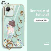 เคสโทรศัพท์ซอฟท์แคลไฟร์สำหรับ Realme OPPO Realme C30S C30นาร์โซ50i สุดยอดดอกไม้มือถือกระโปรงเด็กหญิงประดับป้องกันการชนกันด้วยลวดลายสร้อยข้อมือความรัก