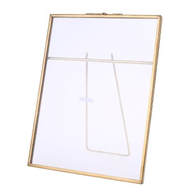 Gold Floating Metal Glass Photo Frame Desktop Wedding Pictures Portrait Display M6CE