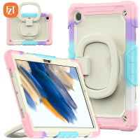 สำหรับซัมซุงกาแล็กซีแท็บ A8 10.5 "(2021) /SM-X205 SM-X200 FZT Casing Tablet ลายพรางพีซีสีเบจ + ฝาครอบกรอบซิลิโคนในตัวส่วนที่เหลือและกระเป๋าสายยาวสะพายไหล่