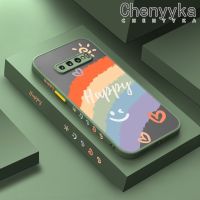 Chenyyyka เคสปลอกสำหรับ Samsung Galaxy S10 4G เคส S10 Plus S10 Lite เคสแฟชั่น Happy Smile มีน้ำค้างแข็งโปร่งใสแข็งด้านข้างลายขอบสี่เหลี่ยมกล้องปลอกซิลิโคนเคสนิ่มป้องกันการกระแทก