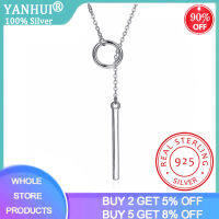 【Hot-Selling】 Gift Pop YANHUI สินค้าใหม่925เงินสเตอร์ลิงยาววงกลมสร้อยคอและจี้สำหรับผู้หญิงแฟชั่นสเตอร์ลิง-เงิน-เครื่องประดับ Dropshipping