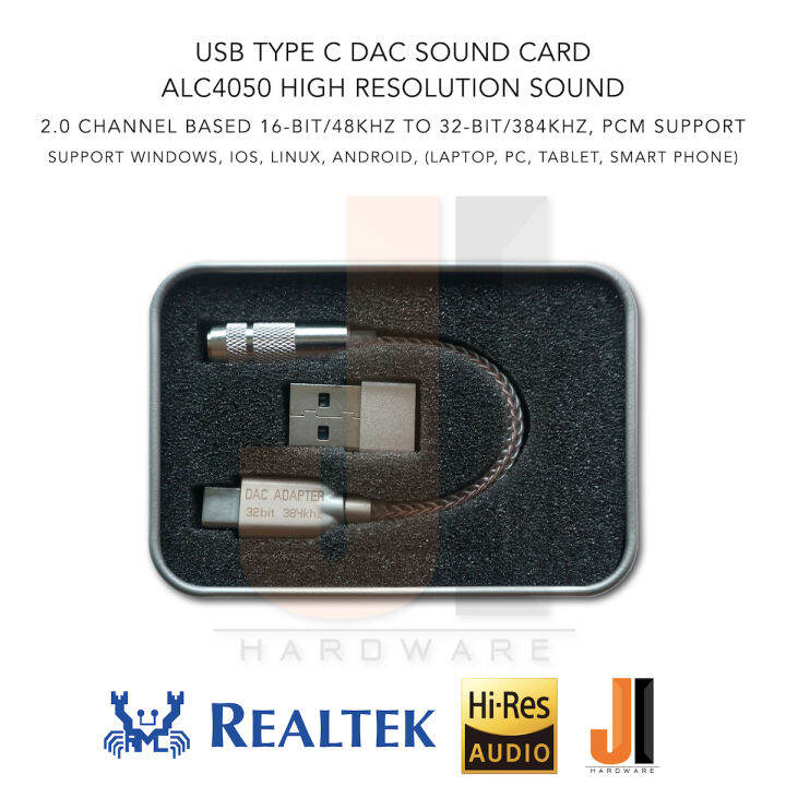 usb-type-c-dac-sound-card-alc4050-high-resolution-sound-for-pc-tablet-laptop-smart-phone-support-ios-windows-android-ของใหม่มีกล่องใส่