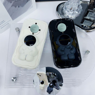 Phone Case เคส Honor X9a 5G Honor X7 X5 X8 X9 4G 5G เคสขาตั้งซ่อนรูปนักบินอวกาศสุดเท่ทันสมัยขอบครีมสีทึบ2023กรอบป้องกันเลนส์แบบนิ่ม