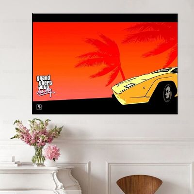 เกม GTA Vice City Sunset Landscape ภาพผนังโปสเตอร์พิมพ์ผ้าใบภาพวาดศิลปะตกแต่ง Modern Home Decor กรอบ New