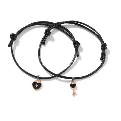 【CW】 New creative exquisite key heart shaped bracelet simple popular personality black retro loli