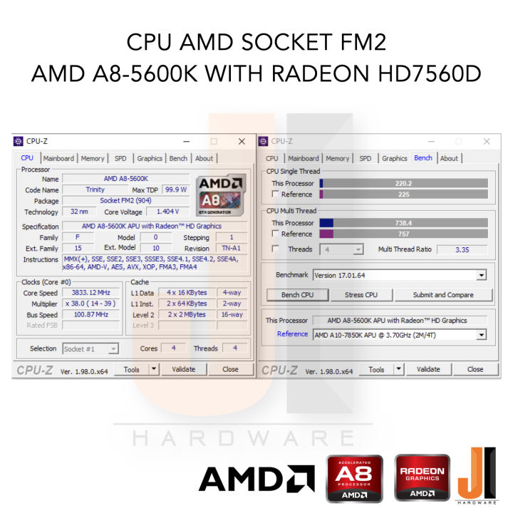 cpu-amd-a8-5600k-4-core-4-thread-3-6-3-9-ghz-4-mb-l2-cache-100-watts-tdp-no-fan-socket-fm2-สินค้ามือสองสภาพดีมีการรับประกัน