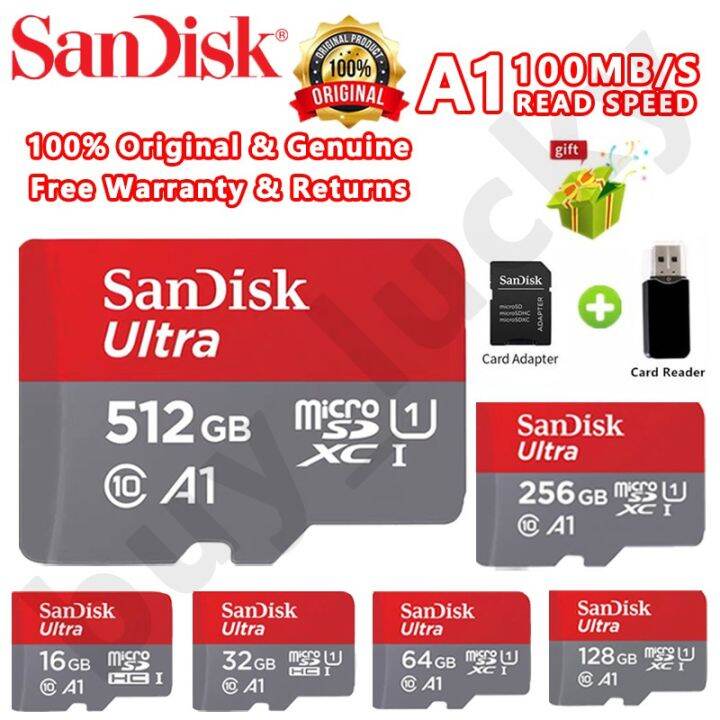 LOCAL STOCKSandisk 100MB/S ULTRA A1 Class 10 Micro SD Memory Card 32G ...