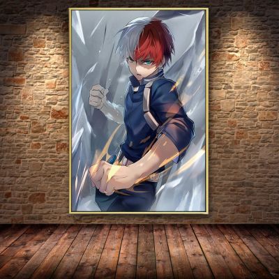 ภาพอนิเมะความคมชัดสูงโปสเตอร์ลายพิมพ์ Boku No My My Hero Academy Todoroki Shouto ผ้าใบวาดภาพตกแต่งบ้านศิลปะจิตรกรรมฝาผนังห้องการ์ตูนภาพวาดผ้าใบ A238172ติดผนัง