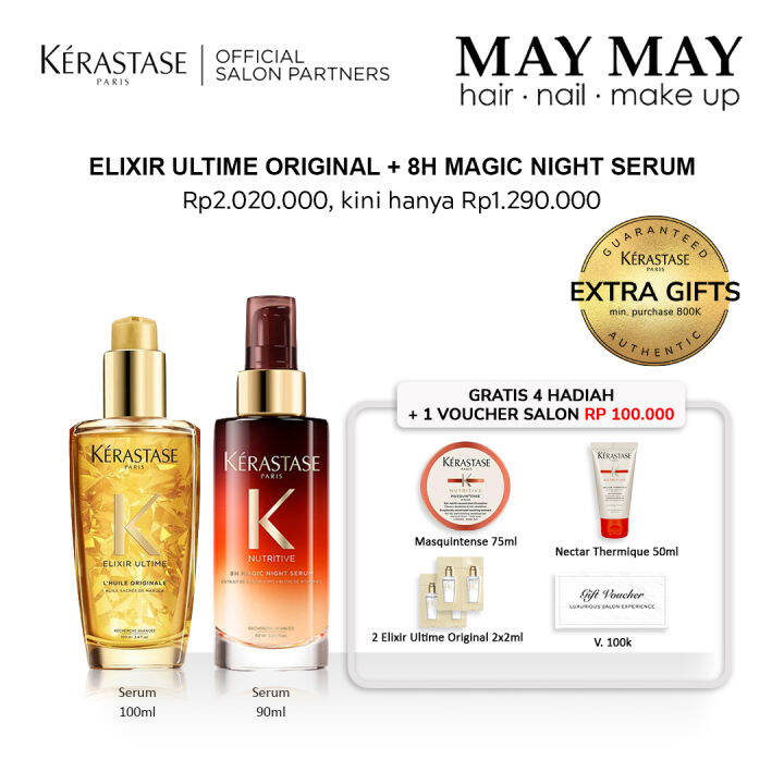 Kerastase Elixir Ultime 100ml+8H Magic Night Serum 90mlRambut Kering