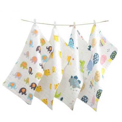 Soft Newborn Muslin Handkerchief Infant Cartoon Cotton Feeding Towel Bibs Absorbent Saliva Burp Cloth Baby Stuff 25x25CM