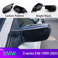 2x คาร์บอนไฟเบอร์สีดำกระจกมองหลังด้านข้างสำหรับ BMW E46 318i 318d 320d 330i 323i 325i 328i 330d 1998-2005