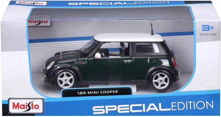 โมเดลรถแข่ง-maisto-no-31219-mini-cooper-หลังคาขาว-โมเดลรถคลาสสิค-อัตราส่วน-1-24-จำลองเหมือนจริง-ผลิตจากโลหะผสม-diecast-model