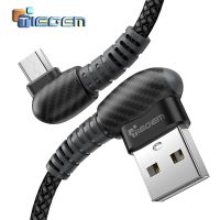 [KOLT Digital] TIEGEM สาย Micro USB 2A สายชาร์จอย่างรวดเร็ว90องศาโทรศัพท์มือถือสายชาร์จ USB สำหรับ Samsung Xiaomi Huawei อุปกรณ์ Android